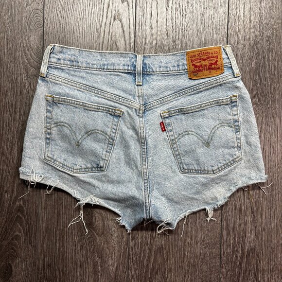 Levis 501 Blue Denim Jean Shorts 30 High Waisted - Picture 1 of 9